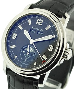 Leman Triple Calendar Moonphase Stainless Steel with Black Dial onBlack Croco Strap