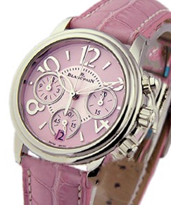 Leman Lady's Flyback Chronograph 34mm Autoamtic in Steel  on Pink Crocodile Leather Strap with Pink Dial