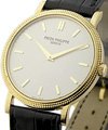 5120J Calatrava with Hobnail Case  Yellow Gold on Strap with White Dial