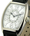 Cintre Curvex - 2852 -  Men's Smallest Size White Gold on Strap with Silver Dial