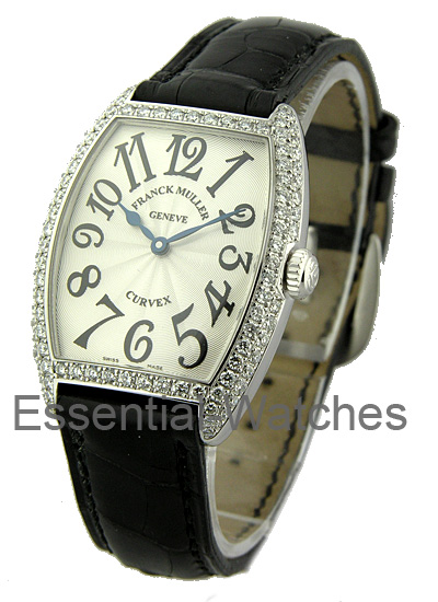 Franck Muller Cintre Curvex Ladies in White Gold with Diamond Bezel
