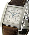 Tank Francaise Chronograph in Steel on Brown Alligator Leather Strap with Silver Roman Dial