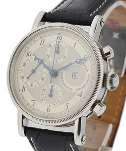 Chronometer Chronograph Steel on Strap with Silver Dial