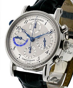 Tora Chronograph - Dual time  Steel on Strap with Silver Dial 
