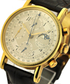 Lunar Chronograph in Yellow Gold  On Brown Leather Strap with Silver Dial 