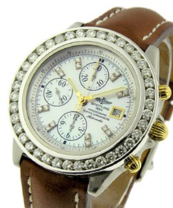 Chronomat Evolution Steel on Strap with Diamond Bezel and Dial 