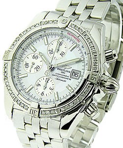 Chronomat Evolution in Steel with Diamond Bezel on Steel Bracelet with White Dial