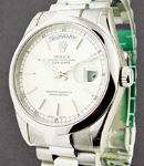 Men's Platinum Day - Date 36mm President with Domed Bezel On President Bracelet with Silver Stick Dial