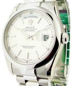 Men's Platinum Day - Date President with Domed Bezel On President Bracelet with Silver Stick Dial