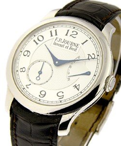Chronometre Souverain in Platinum on Brown Crocodile Leather Strap with Silver Dial