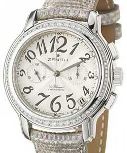 Chronomaster Star in Steel with Diamond Bezel on Silver Lizard Leather Strap with Silver Dial