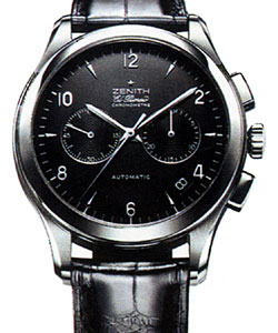 Class T El Primero in Steel on Black Alligator Leather Strap with Black Dial