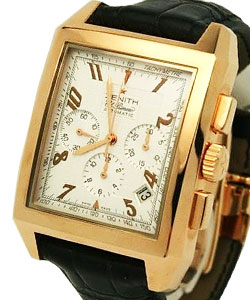 Grande Port Royal El Primero in Rose Gold on Black Alligator Leather Strap with Silver Dial
