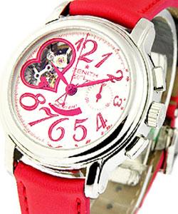 Star Open Heart Love El Primero in Steel on Red Satin Strap with Silver Dial