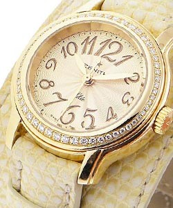 Baby Star Elite with Diamond Bezel Yellow Gold on Strap with Off White Dial