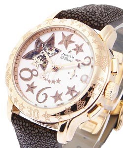 Star Sea Open in Rose Gold on Brown Strap with Mother of Pearl Dial