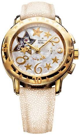 Star Sea Open in Yellow Gold on Beige Galuchat Strap with MOP Dial