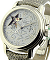 Star Sky Open in Steel on White Lizard Leather Strap with Silver Dial