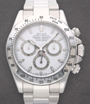 Daytona Stainless Steel with Non- Engraved Bezel on Steel Oysterlock Bracelet - White Dial