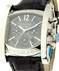 Bvlgari Assioma Chronograph in Steel on Black Crocodile Leather Strap with Slate Blue Dial
