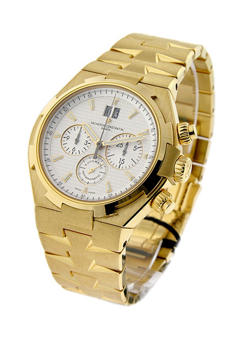 Overseas Chronograph New Style Yellow Gold on Bracelet with Silver Dial 49150 B01J 9215