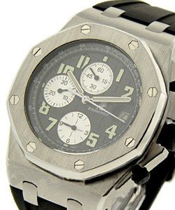 Royal Oak Offshore Chronograph in Steel on Rubber Strap with Black Waffle Dial - Discontinued