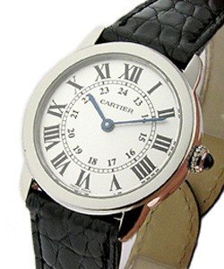 Ronde Louis in Steel  on Black Leather Strap with Silver Dial