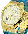 Overseas Dual Time and Power Reserve Yellow Gold on Bracelet with Silver Dial