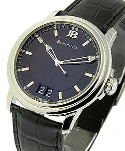 Leman Ultra-Slim Big Date 40mm Automatic in Steel on Black Crocodile Leather Strap with Black Dial
