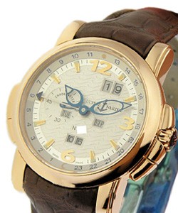 Ulysse Nardin GMT Perpetual 42mm in Rose Gold on Brown Alligator Leather Strap with Silver Dial