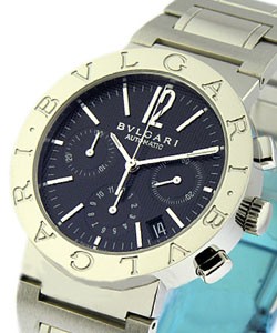Bvlgari-Bvlgari 38mm Chronograph in Steel on Steel Bracelet with Black Dial