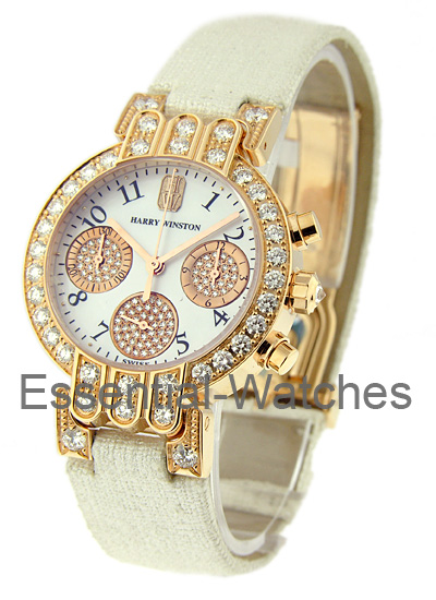 Harry Winston Premier Lady Chronograph in Rose Gold Case with Diamond Bezel