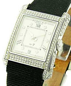 No. 7 in Steel with Diamond Bezel on Black Fabric Strap with White Diamond Dial