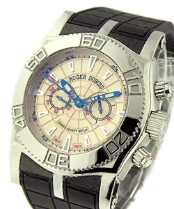 Easy Diver Chronograph with Champagne Dial Steel with White Gold Bezel on Rubber Strap