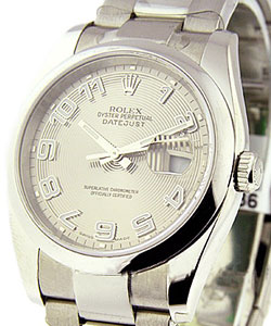 Datejust 36mm in Steel with Domed Bezel on Oyster Bracelet with Silver Concentric Arabic Dial
