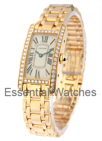 Cartier Lady''s Size - Tank Americaine with Diamond Case