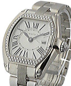 Lady's Roadster  in White Gold with Diamond Set Bezel & Crown on White Gold Bracelet with Silver Dial
