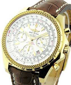 Bentley Motors Chronograph Yellow Gold on Strap with Silver Dial 