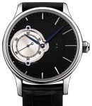 Grande Heure Minute Rehaut in Steel on Black Crocodile Leather Strap with Black Dial