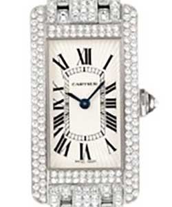Tank Americaine - Small Size  4 Bar Diamond Case - Full Pave Diamond Bracelet 