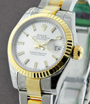 Datejust in Steel with Yellow Gold Fluted Bezel on Steel and Yellow Gold Oyster Bracelet with Silver Stick Dial