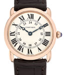 Ronde Louis Cartier in Rose Gold on Brown Leather Strap with Silver Dial