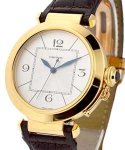 Pasha 42mm in Yellow Gold On Brown Alligator Leather Strap with Silver Dial