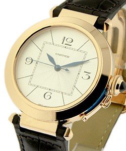 Pasha 42mm in Rose Gold on Black Crocodile Leather Strap with Silver Dial