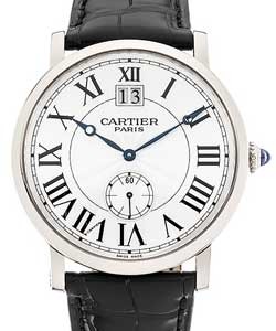 Retonde Large Date in White Gold on Black Crocodile Leather Strap with Silver Opaline Dial