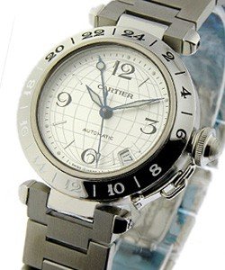 Pasha C - GMT 35mm Automatic in Steel on Steel Bracelet with Silver Dial