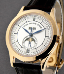 Annual Calendar 5396R with Moon Phase in Rose Gold on Black Alligator Leather Strap with Silver Dial
