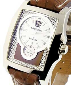 Flying B Bentley - Jump Hour White Gold on Strap 