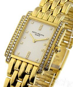 Gondolo in Yellow Gold with Diamonds Bezel on Yellow Gold Bracelet with White Dial