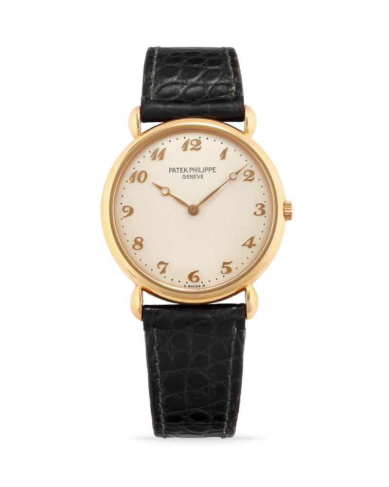 Calatrava 3820R in Rose Gold on Black Alligator Leather Strap with Silver Dial